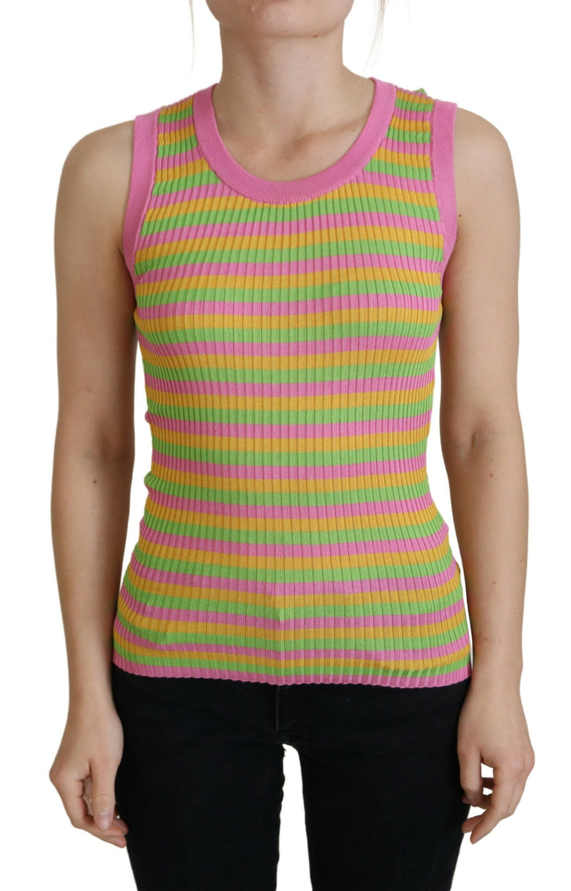 Multicolor Silk Vest Pullover Tank Top-Dolce & Gabbana-LabelTerrace.com