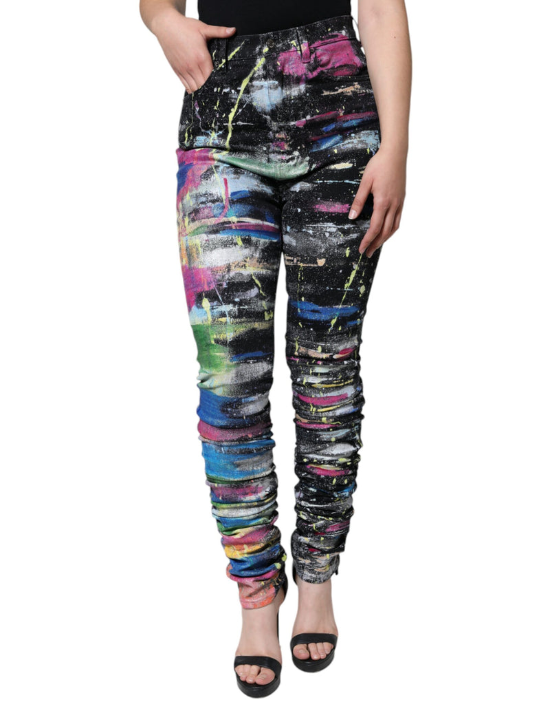 Multicolor Splatter Paint Cotton Skinny Denim Jeans-Dolce & Gabbana-LabelTerrace.com