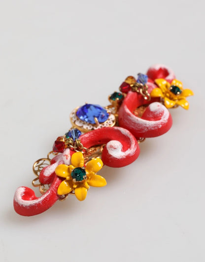 Multicolor Spring CARRETTO Gold Brass Crystal Hair Clip