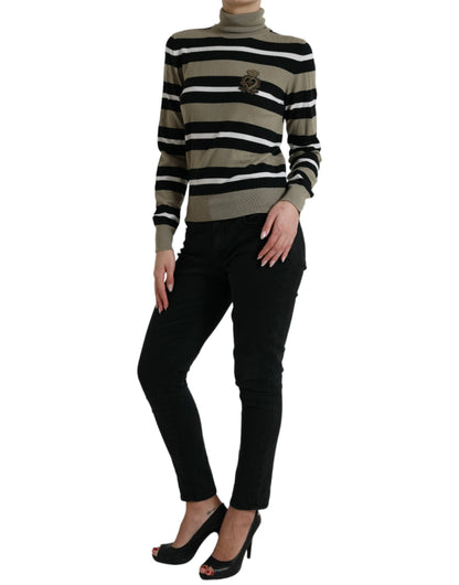 Multicolor Stripe Wool Logo Pullover Sweater-Dolce & Gabbana-LabelTerrace.com
