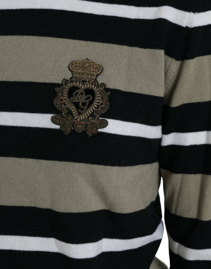 Multicolor Stripe Wool Logo Pullover Sweater-Dolce & Gabbana-LabelTerrace.com