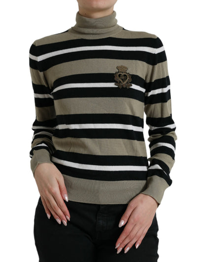Multicolor Stripe Wool Logo Pullover Sweater-Dolce & Gabbana-LabelTerrace.com