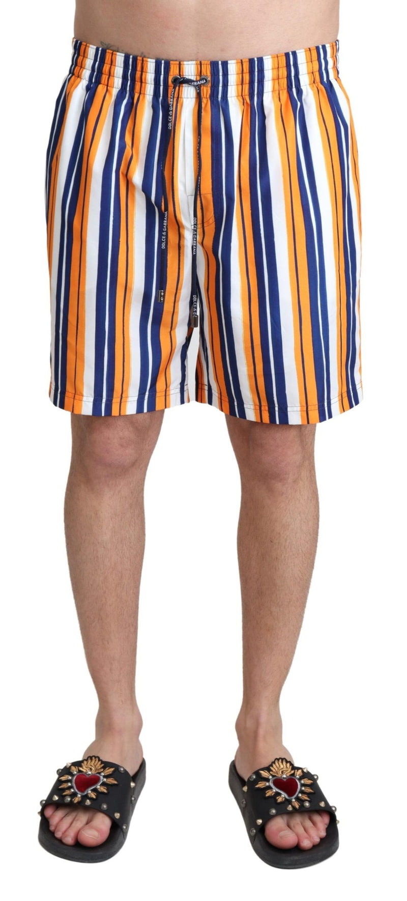 Multicolor Striped Beachwear Swimshorts-Dolce & Gabbana-LabelTerrace.com