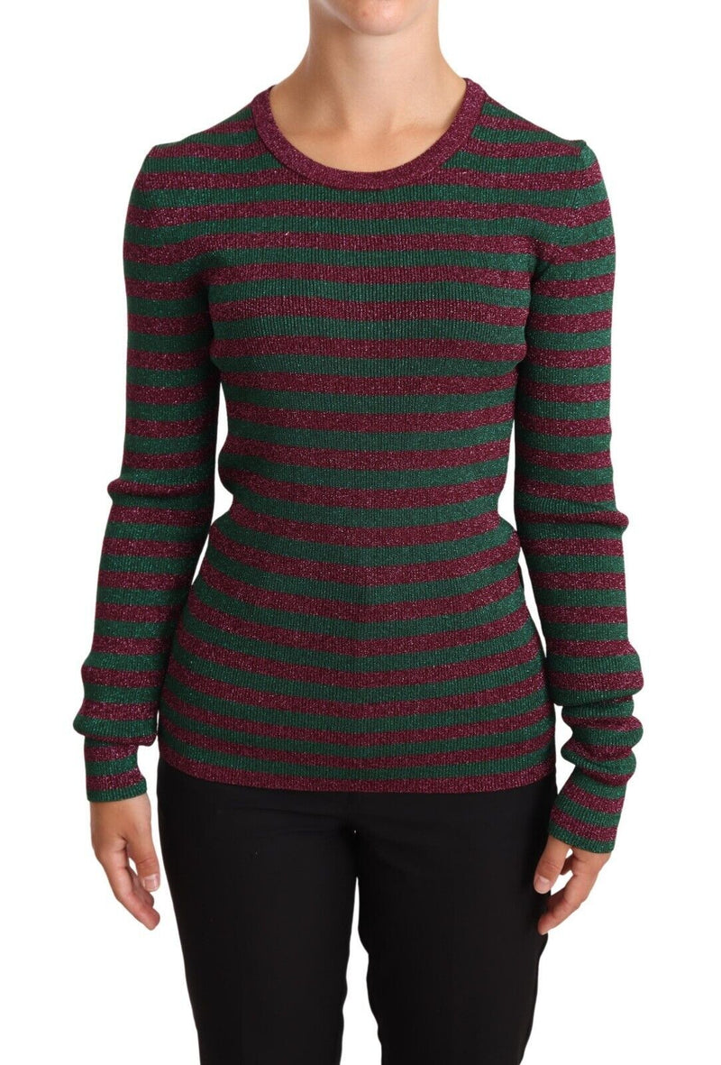 Multicolor Striped Crew Neck Pullover Sweater-Dolce & Gabbana-LabelTerrace.com