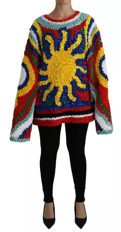 Multicolor Sun Ruffled Top Blouse Sweater-Dolce & Gabbana-LabelTerrace.com