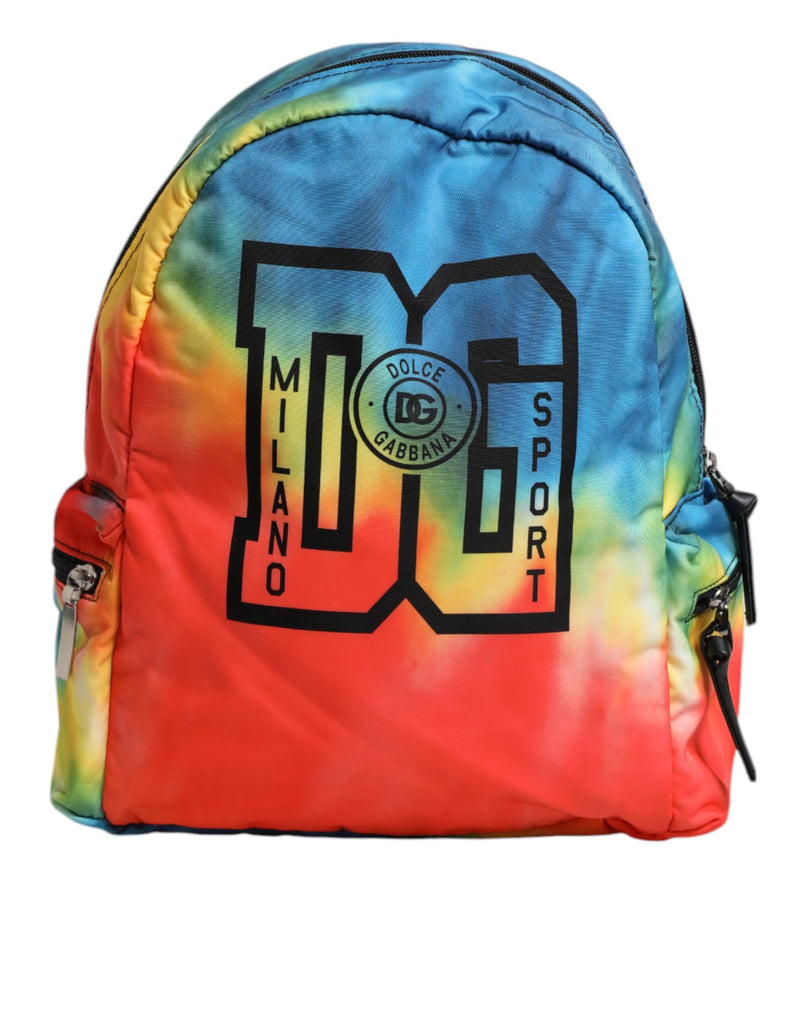 Multicolor Tie Dye Nylon Logo Print Kids Backpack Bag-Dolce & Gabbana-LabelTerrace.com