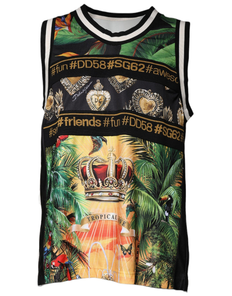Multicolor Tropical Sleeveless Tank T-shirt-Dolce & Gabbana-LabelTerrace.com