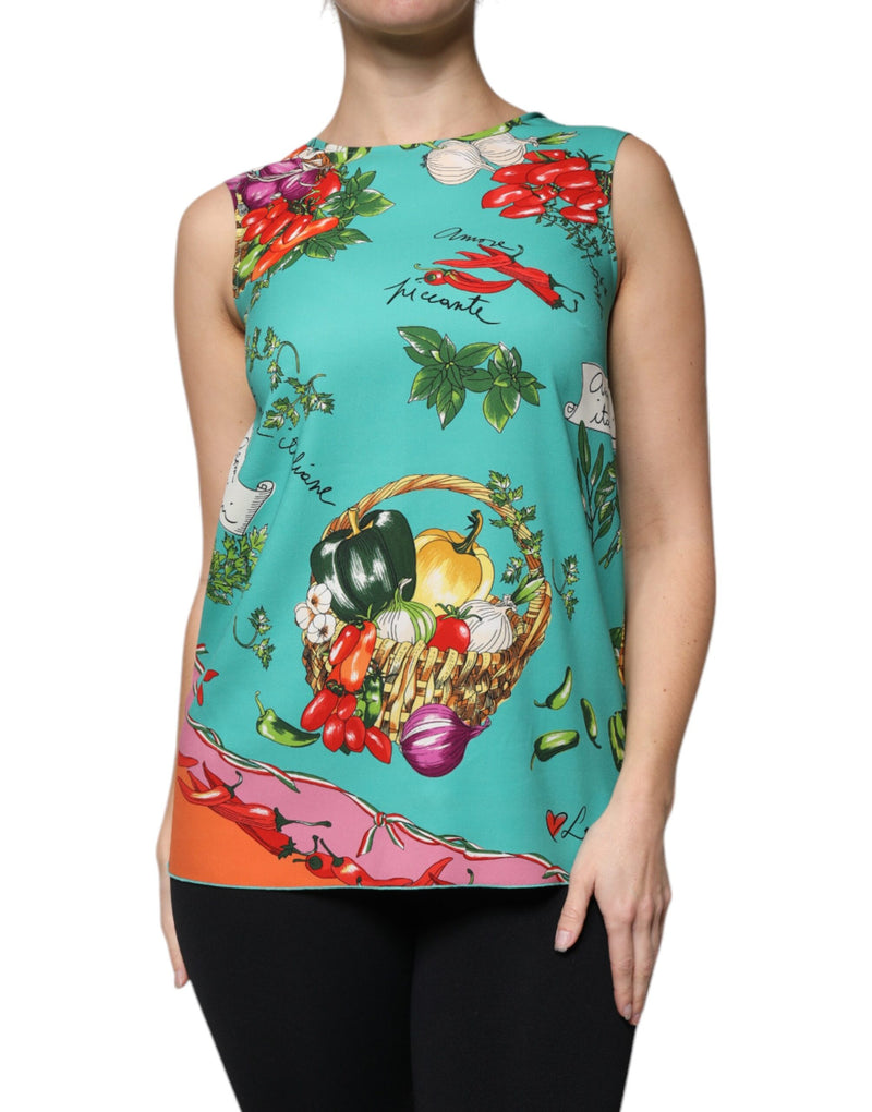 Multicolor Vegetables Sleeveless Tank Top-Dolce & Gabbana-LabelTerrace.com