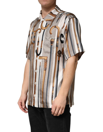 Multicolor Walking Stick Print Men Shirt