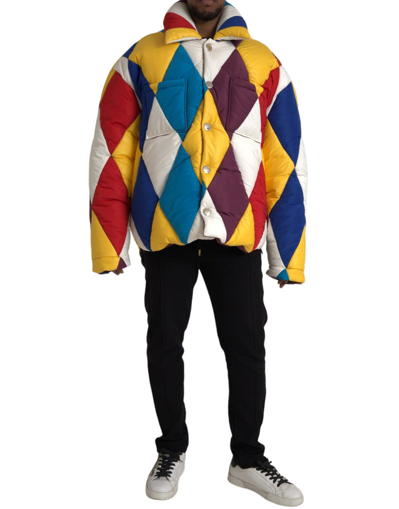 Multicolor Windbreaker Puffer Jacket Men-Dolce & Gabbana-LabelTerrace.com