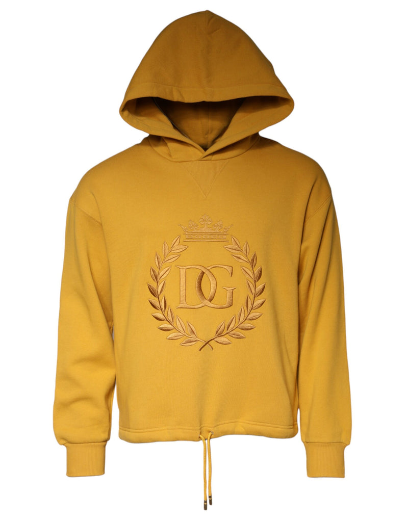 Mustard DG Hooded Men Sweatshirt Sweater-Dolce & Gabbana-LabelTerrace.com
