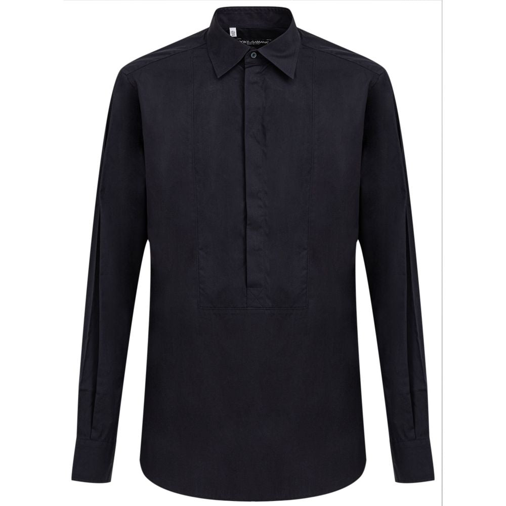 Navy Blue Cotton Shirt-Dolce & Gabbana-LabelTerrace.com