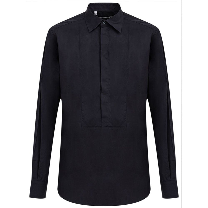 Navy Blue Cotton Shirt-Dolce & Gabbana-LabelTerrace.com