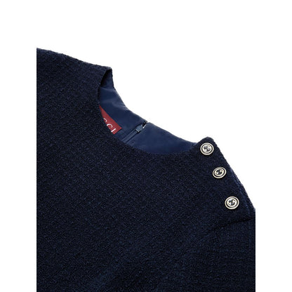 Navy Blue Wool Short-Gucci-LabelTerrace.com
