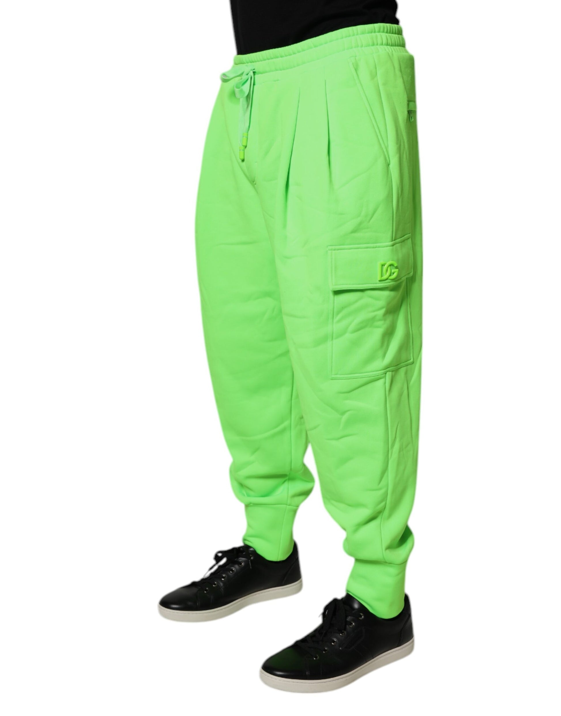Neon Green Cargo Jogger Men Sweatpants Pants-Dolce & Gabbana-LabelTerrace.com
