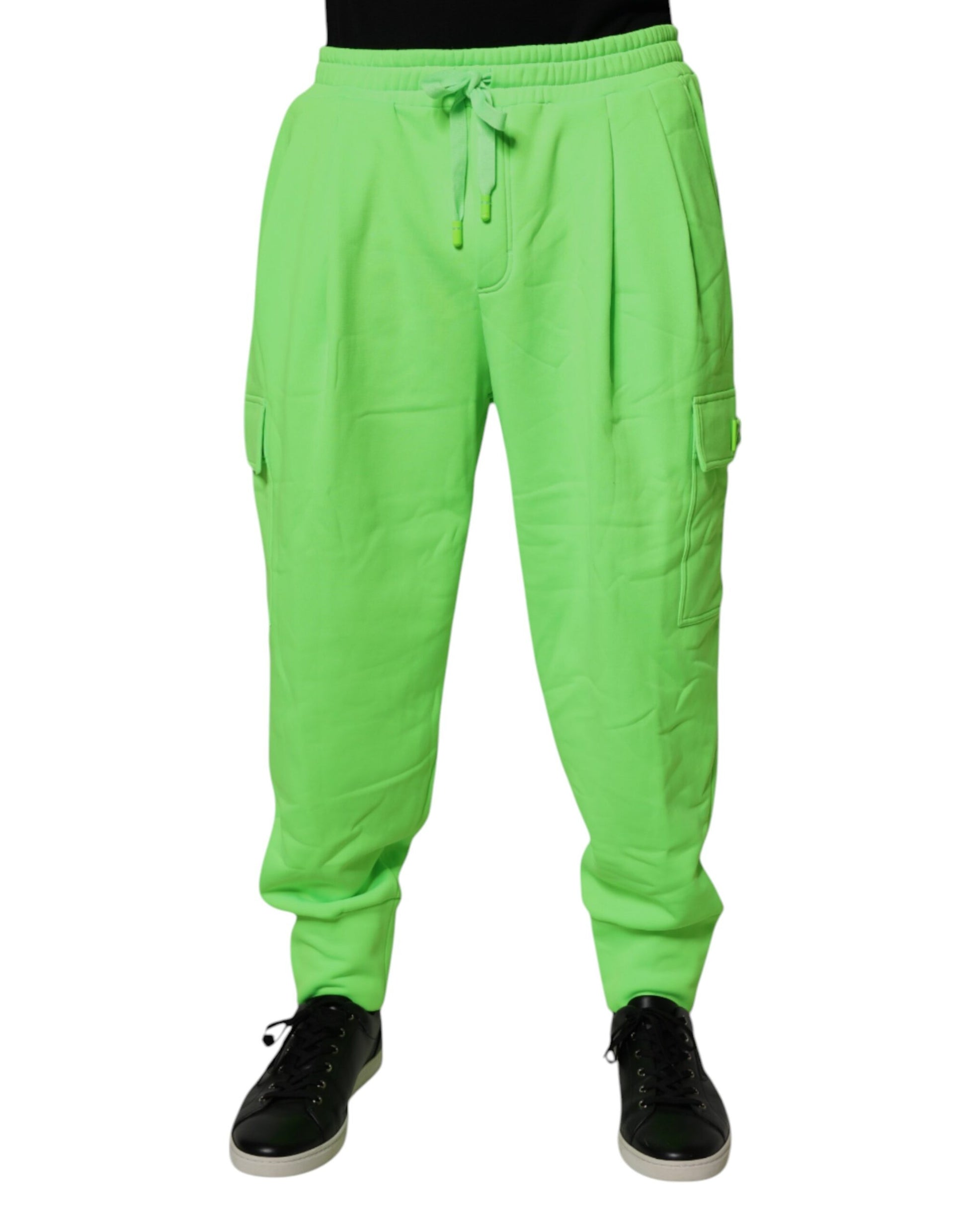 Neon Green Cargo Jogger Men Sweatpants Pants-Dolce & Gabbana-LabelTerrace.com