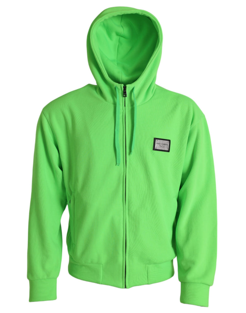 Neon Green Hooded Full Zip Top Sweater-Dolce & Gabbana-LabelTerrace.com