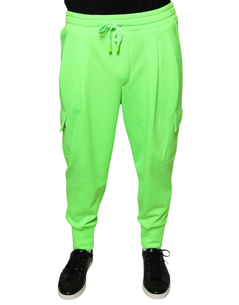Neon Green Polyester Cargo Jogger Sweatpants Pants-Dolce & Gabbana-LabelTerrace.com