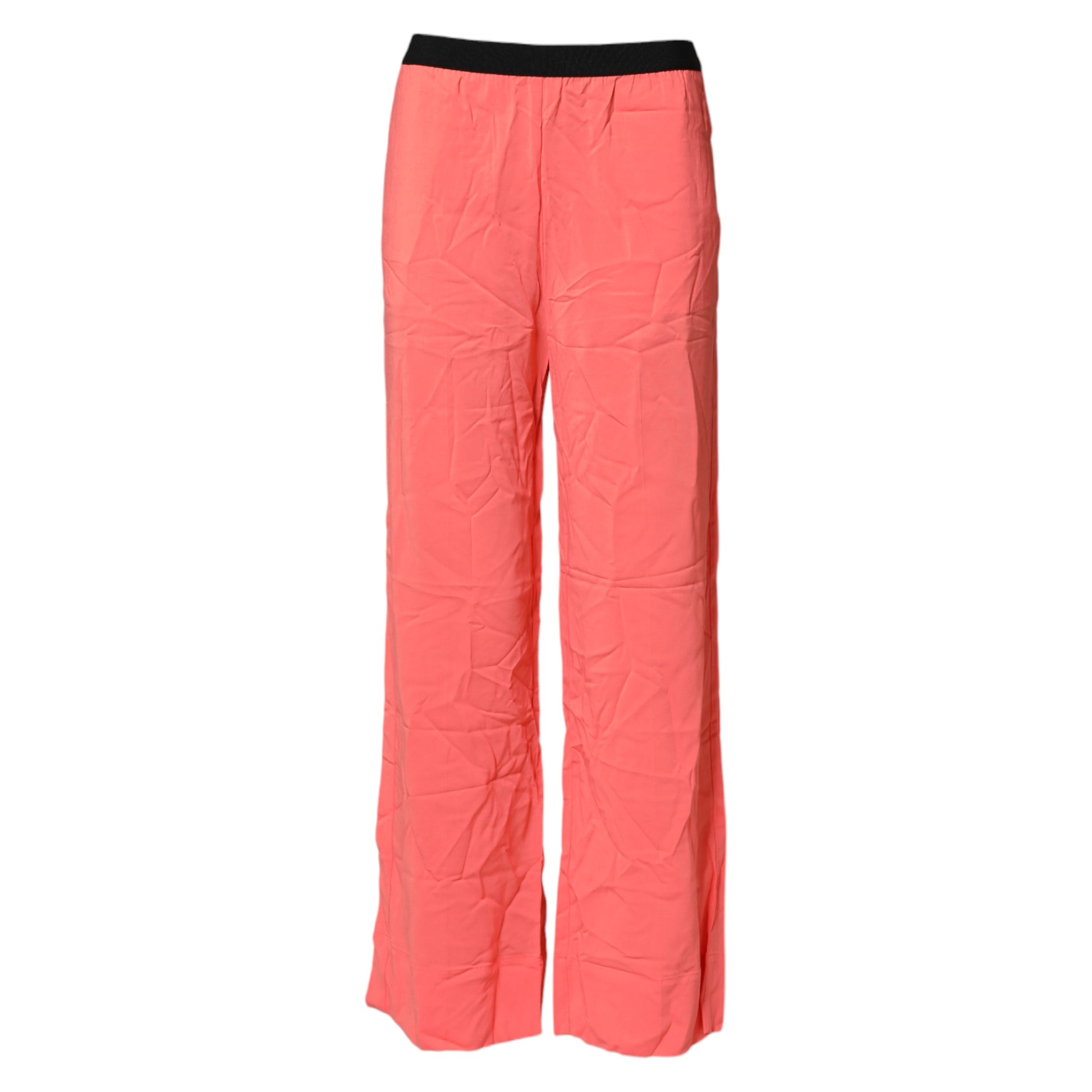 Neon Pink High Waist Straight Wide Leg Trouser Pants