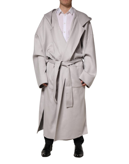Off White Belted Long Trench Coat Men Jacket