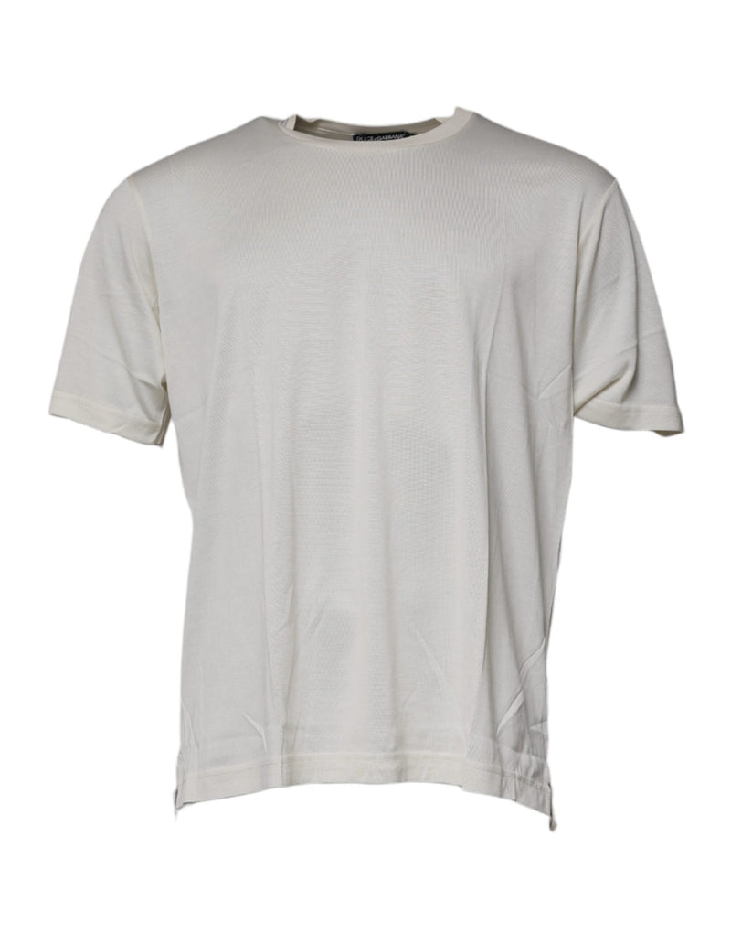 Off White Crew Neck Short Sleeve T-shirt-Dolce & Gabbana-LabelTerrace.com