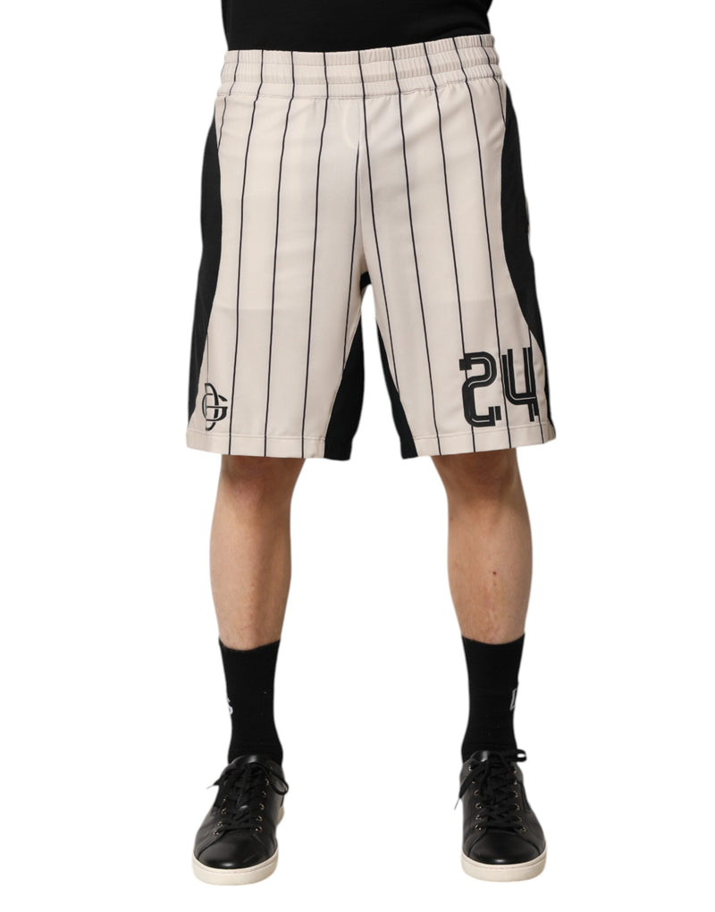 Off White Polyester DG Logo Sweatshorts Shorts-Dolce & Gabbana-LabelTerrace.com
