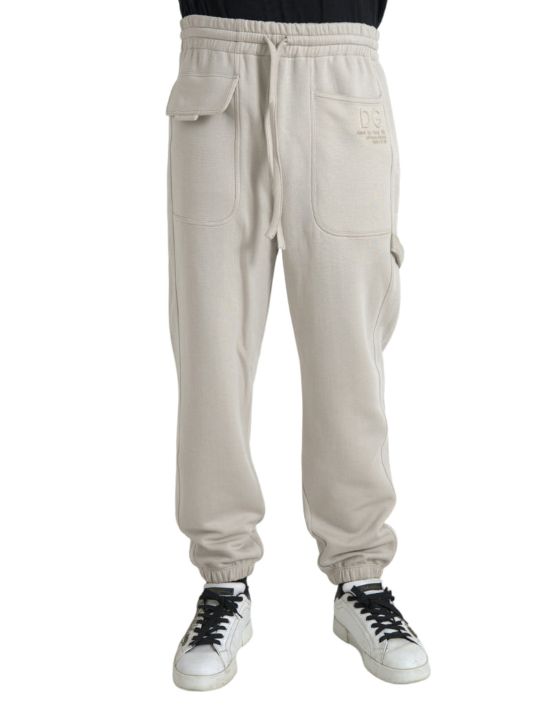 Off White Viscose Cargo Jogger Sweatpants Pants-Dolce & Gabbana-LabelTerrace.com