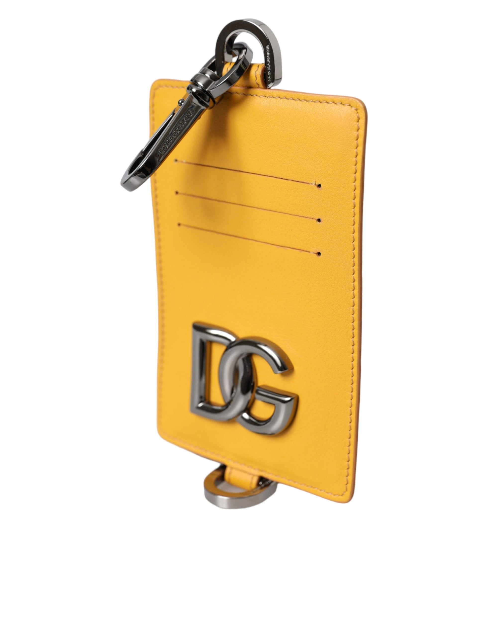 Orange Calf Leather Credit Card Holder Clip On Wallet-Dolce & Gabbana-LabelTerrace.com