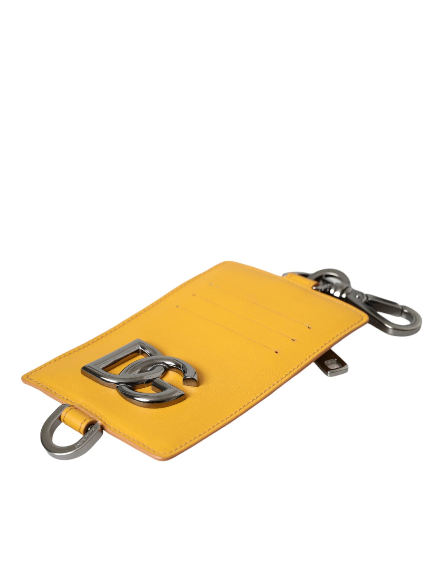 Orange Calf Leather Credit Card Holder Clip On Wallet-Dolce & Gabbana-LabelTerrace.com