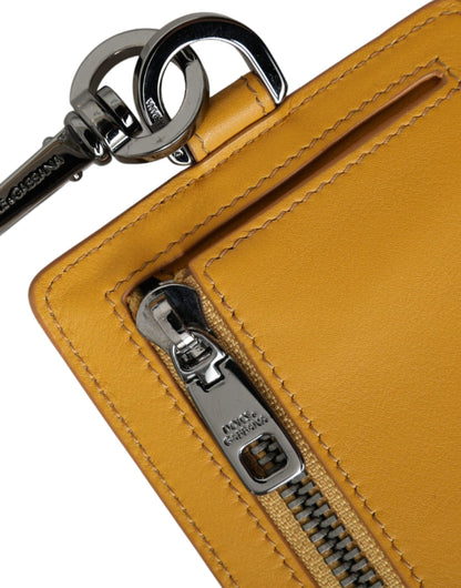 Orange Calf Leather Credit Card Holder Clip On Wallet-Dolce & Gabbana-LabelTerrace.com