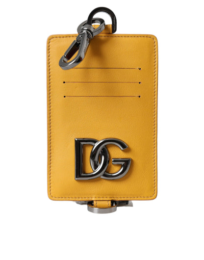 Orange Calf Leather Credit Card Holder Clip On Wallet-Dolce & Gabbana-LabelTerrace.com