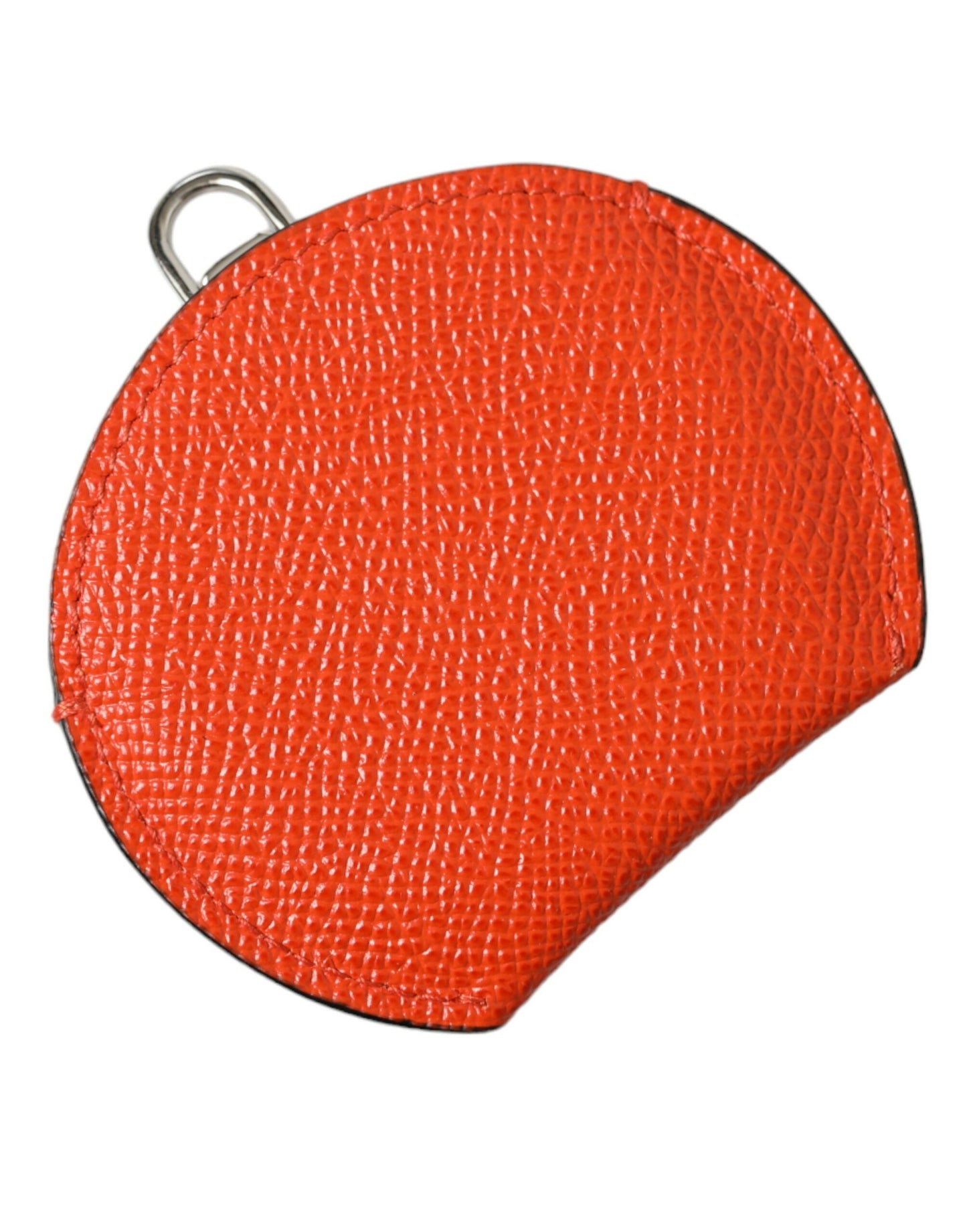 Orange Calfskin Leather Round Logo Hand Mirror Holder-Dolce & Gabbana-LabelTerrace.com
