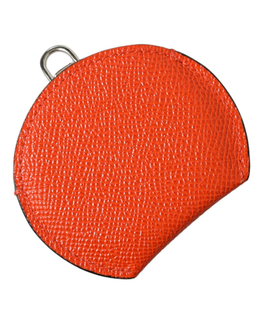 Orange Calfskin Leather Round Logo Hand Mirror Holder-Dolce & Gabbana-LabelTerrace.com