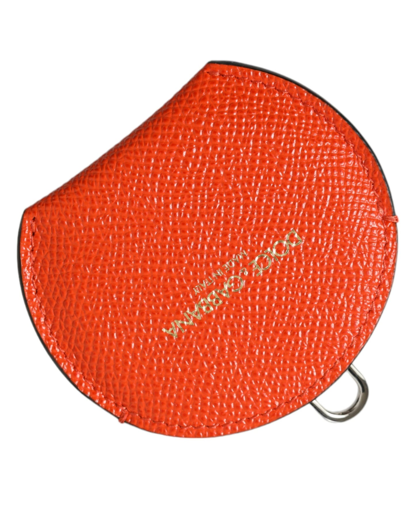 Orange Calfskin Leather Round Logo Hand Mirror Holder-Dolce & Gabbana-LabelTerrace.com