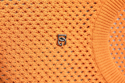 Orange Cashmere Round Neck Sleeveless T-shirt-Dolce & Gabbana-LabelTerrace.com