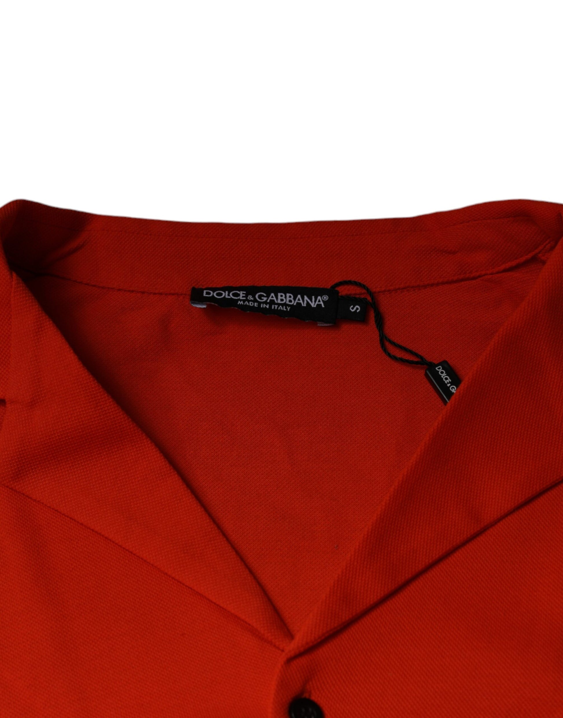 Orange Cotton Button Down Casual Polo Shirt-Dolce & Gabbana-LabelTerrace.com