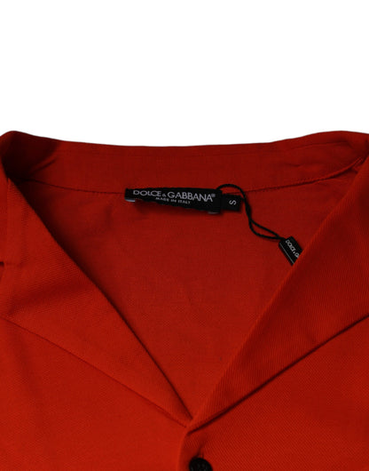 Orange Cotton Button Down Casual Polo Shirt-Dolce & Gabbana-LabelTerrace.com