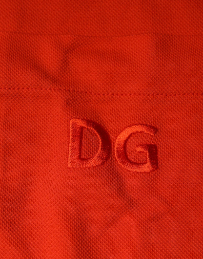 Orange Cotton Button Down Casual Polo Shirt-Dolce & Gabbana-LabelTerrace.com