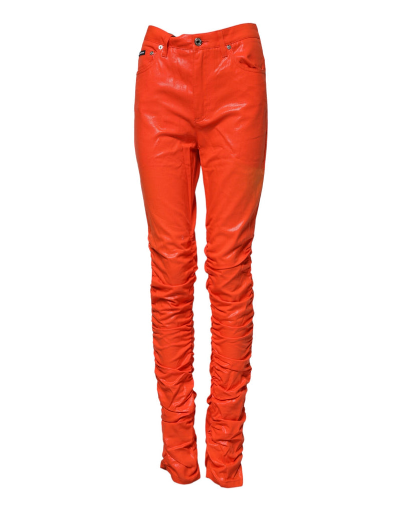 Orange Cotton High Waisted Denim Jeans-Dolce & Gabbana-LabelTerrace.com