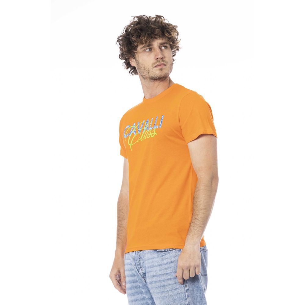 Orange Cotton Men T-Shirt-Cavalli Class-LabelTerrace.com