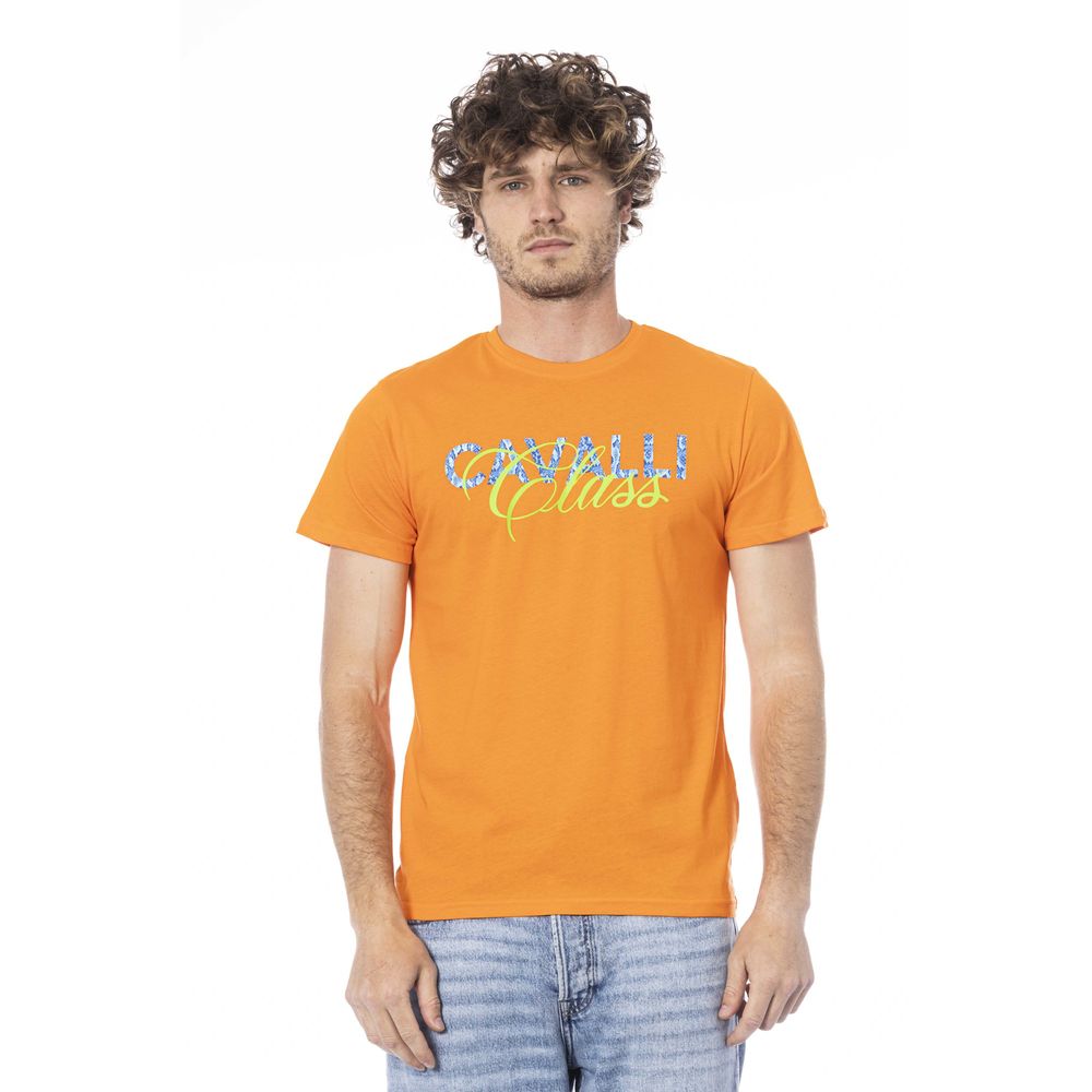 Orange Cotton Men T-Shirt-Cavalli Class-LabelTerrace.com
