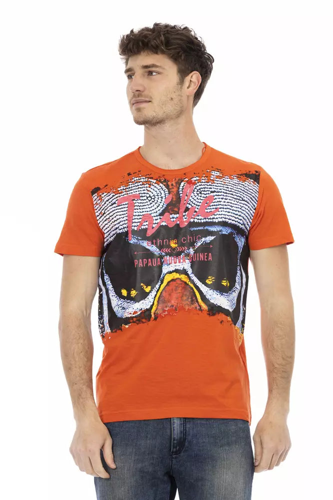 Orange Cotton Men's T-Shirt-Trussardi Action-LabelTerrace.com