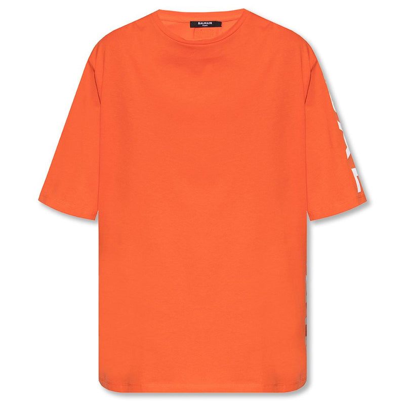 Orange Cotton T-Shirt-Balmain-LabelTerrace.com
