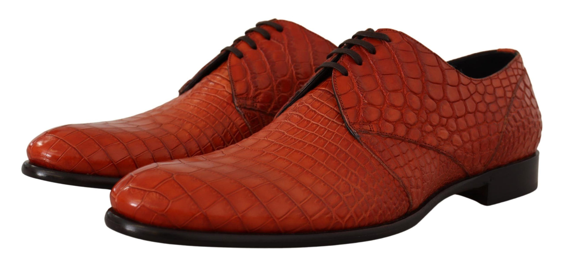 Orange Exotic Leather Dress Derby Shoes-Dolce & Gabbana-LabelTerrace.com