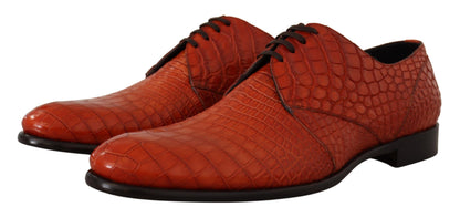 Orange Exotic Leather Dress Derby Shoes-Dolce & Gabbana-LabelTerrace.com
