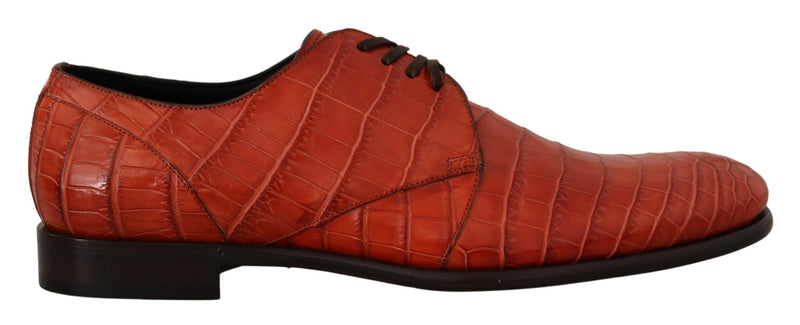 Orange Exotic Leather Dress Derby Shoes-Dolce & Gabbana-LabelTerrace.com