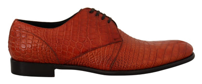 Orange Exotic Leather Dress Derby Shoes-Dolce & Gabbana-LabelTerrace.com