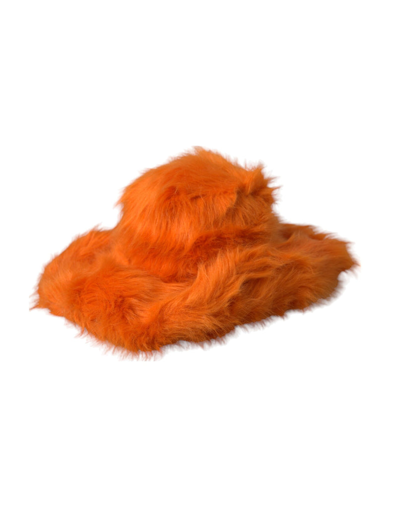 Orange Faux Fur Polyester Fedora Hat-Dolce & Gabbana-LabelTerrace.com