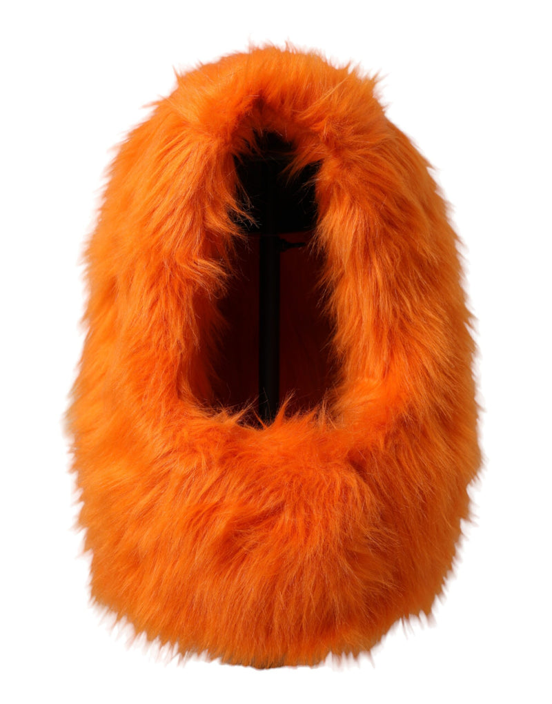 Orange Faux Fur Whole Head Wrap Hat-Dolce & Gabbana-LabelTerrace.com