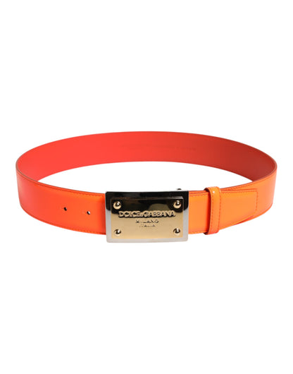 Orange Gold Tone Metal Logo Buckle Belt-Dolce & Gabbana-LabelTerrace.com